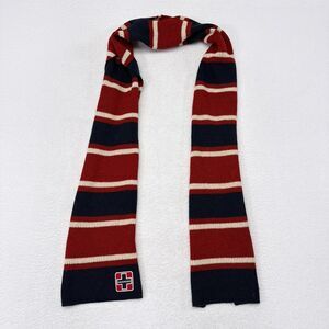 Vintage Abercrombie & Fitch Scarf Red Blue Striped Thick Knit Lifeguard Logo